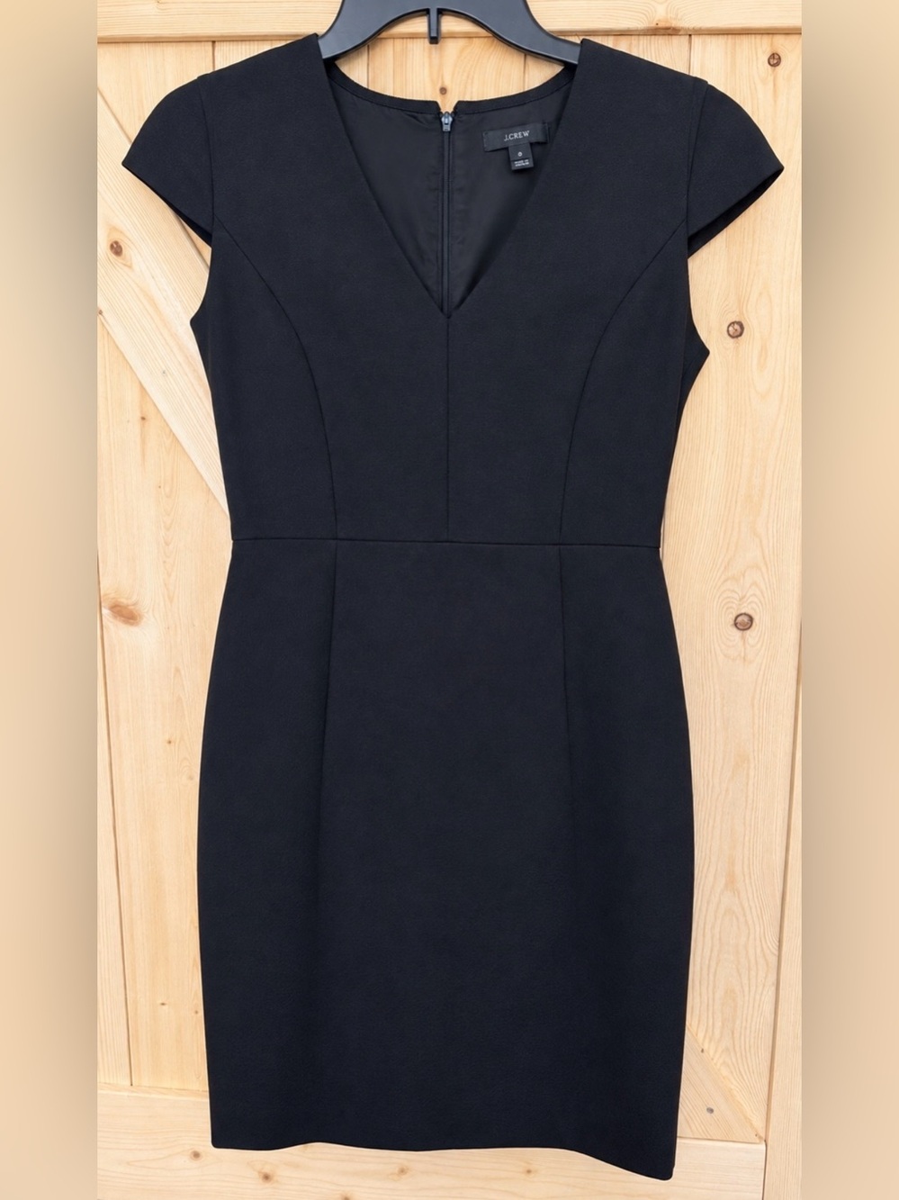 J. Crew Black V-Neck Cap-Sleeve Sheath Dress